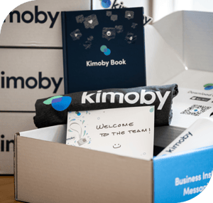 Kimoby welcome gift box, given to new employees joining the company