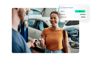 Customer receiving a payment request by text message for their car repair