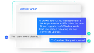 Text message of a promotional offer sent while confirming the customer's appointment