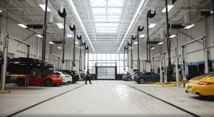Technician walking in a service department